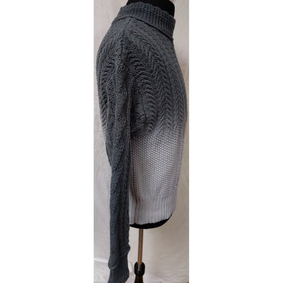 By Anthropologie Womens Large Green Colorblock Cable Knit Long Sleeve Sweater - Picture 6 of 11